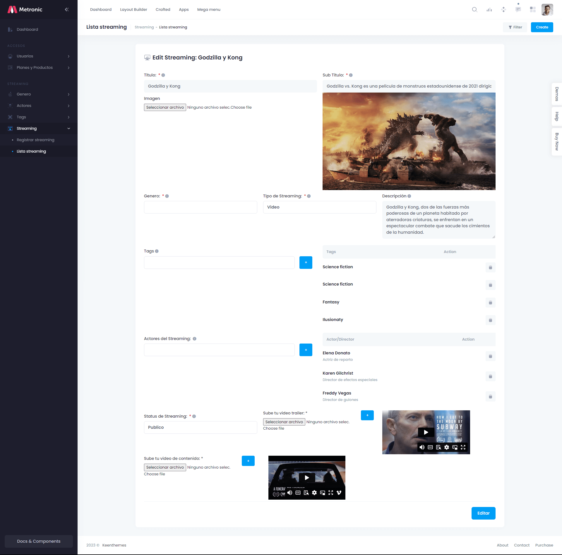 Creación de Streaming